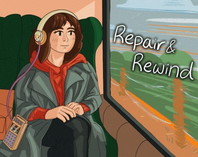 The cover photo for Repair & Rewind, a cosy puzzle game on itch.io.
