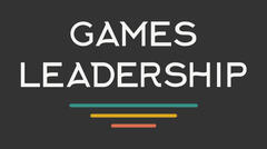 The logo for Games Leadership, featuring the lettering in bold font and tiered green, yellow and orange lines underneath.